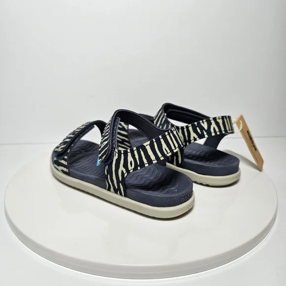 Native Charley Print Sandal Hook-And-Loop Adjustable Straps Zebra Black White 12